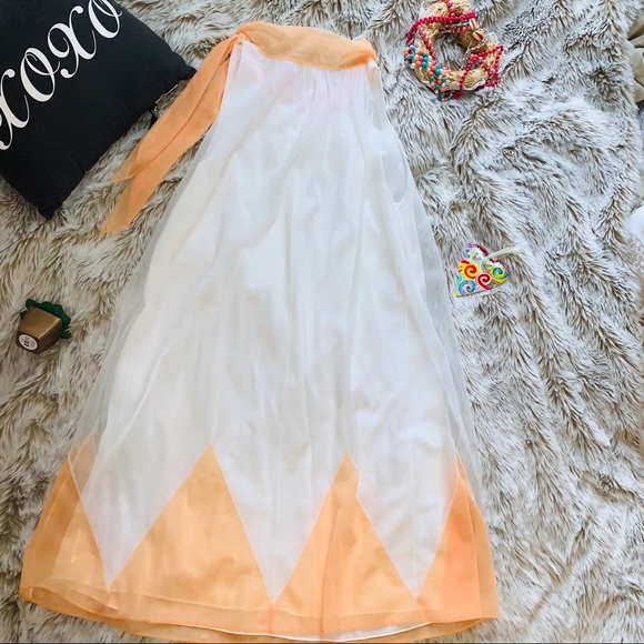 Vintage Penneys White & Peach Sheer Dress - Picture 4 of 8